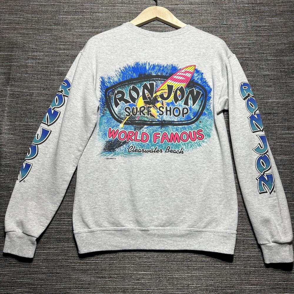 Ron Jon Surf Shop Sweatshirt Men's S Gray Vintage Pullover Clearwater Beach